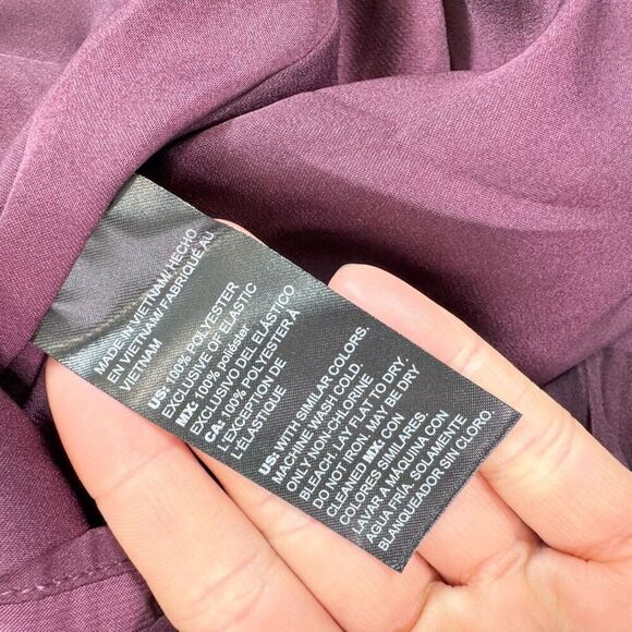 WHBM Midi Dress Womens Small Purple Satin Sleeveless Tiered Flowy Party New - Picture 8 of 11